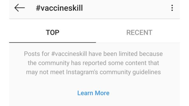 Ложные утверждения, такие как #vaccinescauseaids и #vaccinesarepoison, уже запрещены и не возвращают Результаты поиска в Instagram.