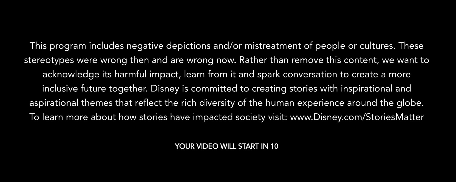 Предупреждение «Disney Plus» о негативных культурных стереотипах в мультфильме (источник: КиноПоиск)