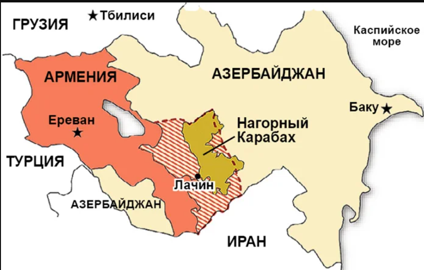 Местонахождение Нагорного Карабаха. Фото: Общественная служба новостей