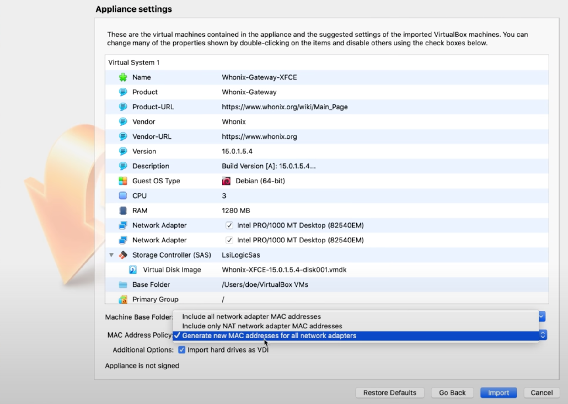 Создание новых MAC или WIN адресов нужно для повышения уровня безопасности. Эта настройка заставляет Whonix создавать для каждого сайта новый адрес вашей сети.